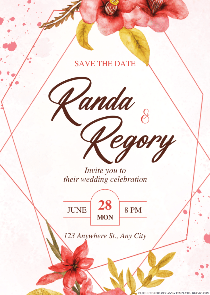 Watercolor Hibiscus and Lilies Invitations