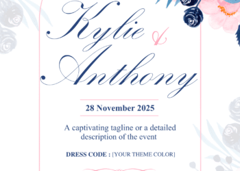 Pink Blue Floral Wedding Invitations