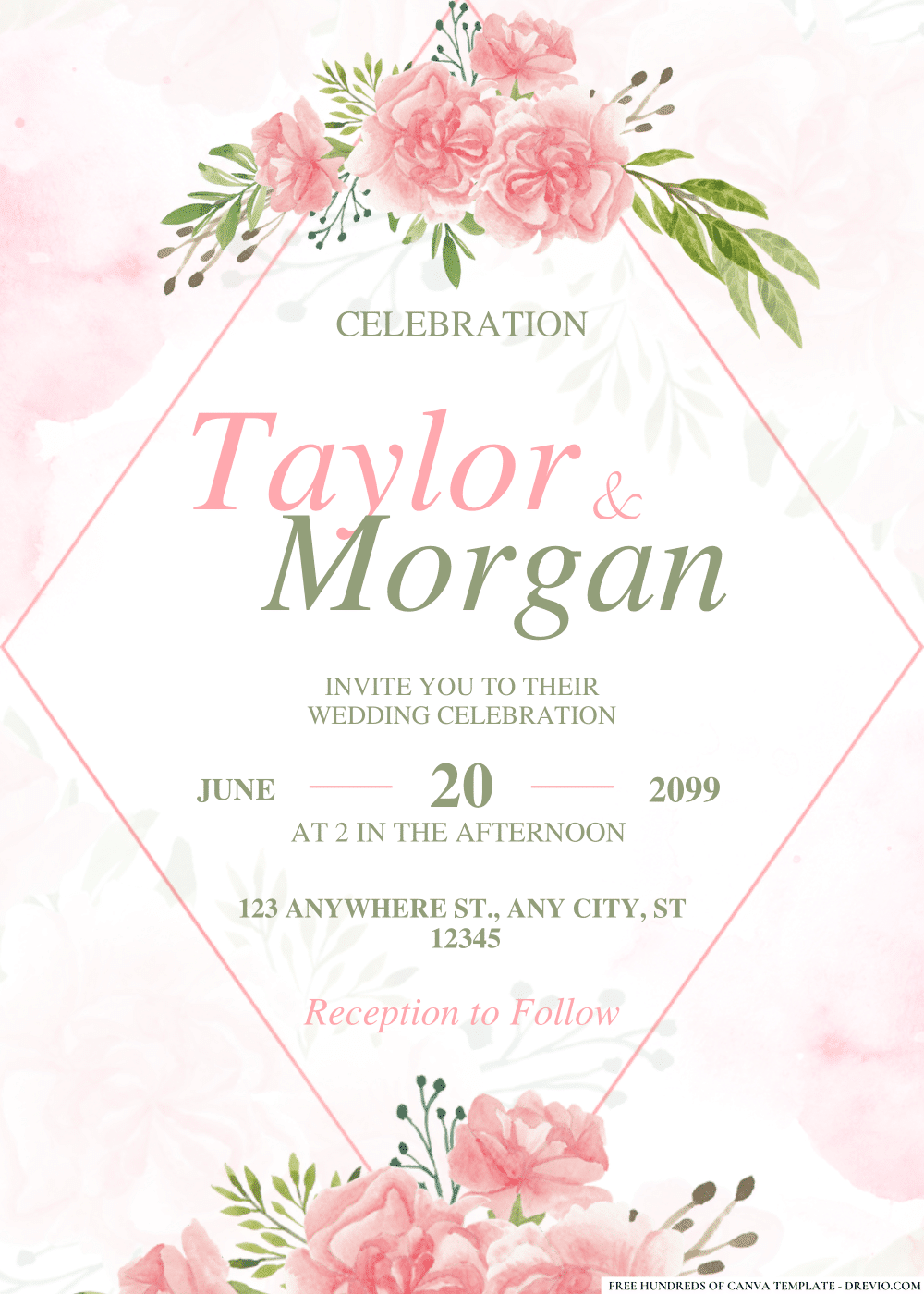 FREE PDF Invitation – Watercolor Wildflower Blue Botanical Wedding Invitations