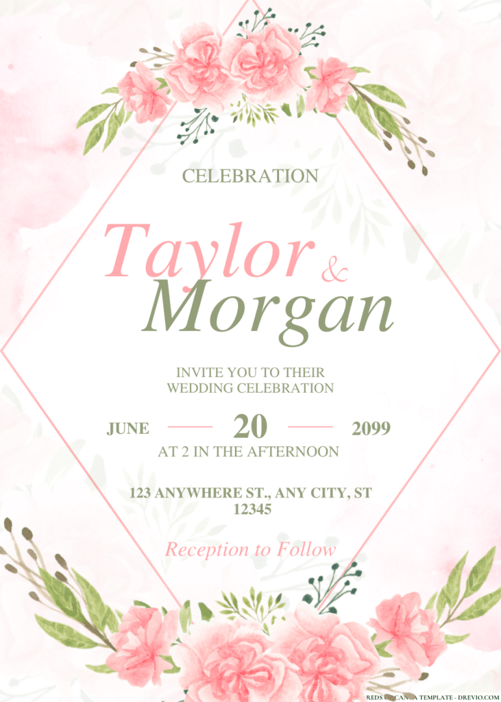 Watercolor Wildflower Blue Botanical Wedding Invitations