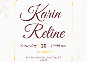 Maroon Gold Flower Arrangement Wedding Invitations