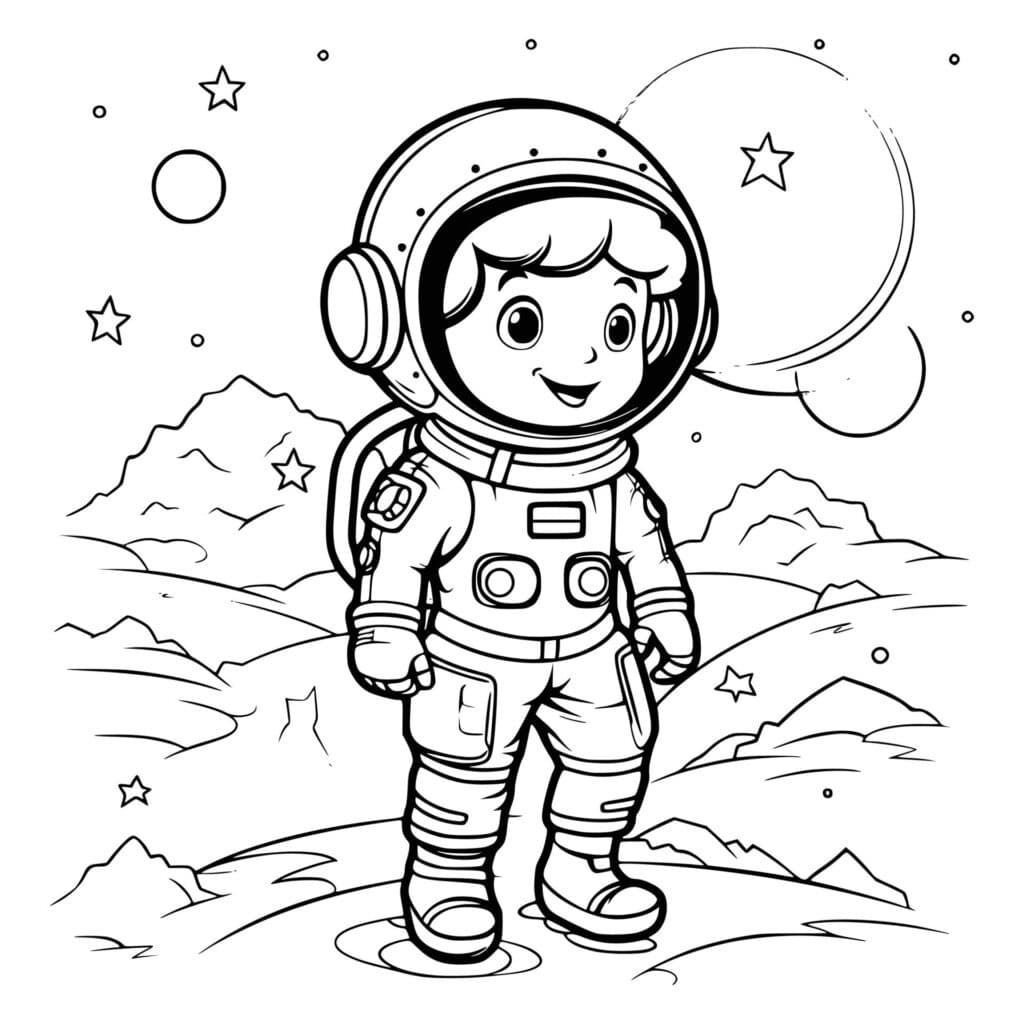 Astronauts Coloring Page 2
