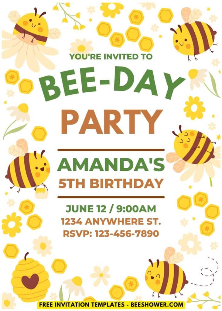 Bee Day Birthday Invitation