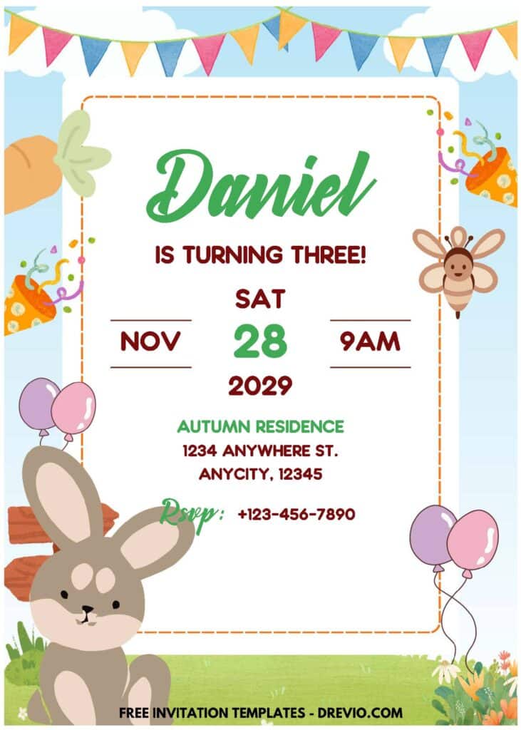(Easily Edit PDF Invitation) Some Bunny Birthday Invitation E