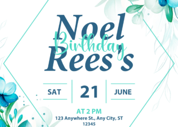 Blue Flowers Watercolor Birthday Invitations