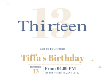 Blue Gold Corner Birthday Invitations