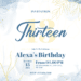 Watercolor Blue Magnolia Flower Birthday Invitations