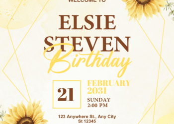 Watercolor Sunflowers Bouquet Birthday Invitations