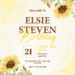 Watercolor Sunflowers Bouquet Birthday Invitations