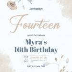 FREE PDF Invitation – Frozen Dry Flowers Bouquet Birthday Invitations