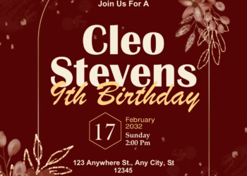 Glittery Rose Burgundy Flower Birthday Invitation