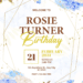 Blue White Jasmine Hydrangea Rose Birthday Invitations
