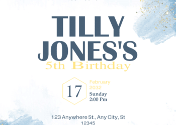 Blue Watercolor Flowers Birthday Invitations