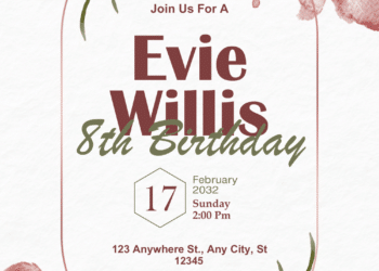 Burgundy White Floral Rose Watercolor Birthday Invitations