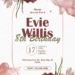 Burgundy White Floral Rose Watercolor Birthday Invitations