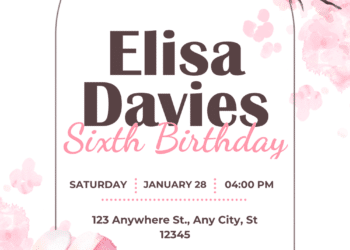 Cherry Blossom Watercolor Birthday Invitations