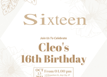 Floral Bouquet Line Illustration Birthday Invitations