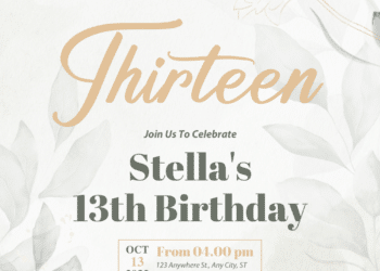 Green Leaves Gold Sparkle Birthday Invitations