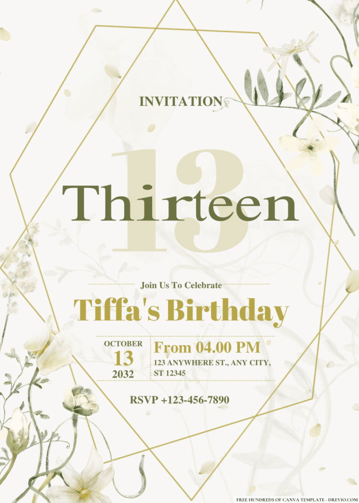 Spring Summer Meadow Floral Birthday Invitations