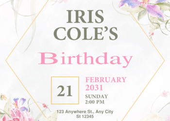 Watercolor Flower Wreath Birthday Invitations