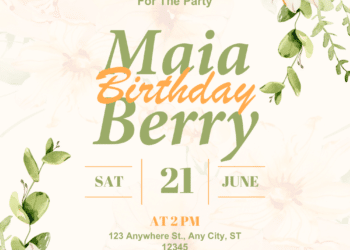 Watercolor Field Flowers Bouquet Birthday Invitations