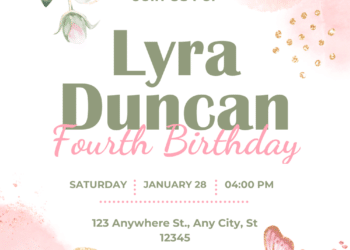 Pink Spring Flowers Butterfly Birthday Invitations