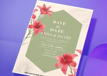 (Easily Edit PDF Invitation) Stylish Hibiscus Floral Wedding Invitation