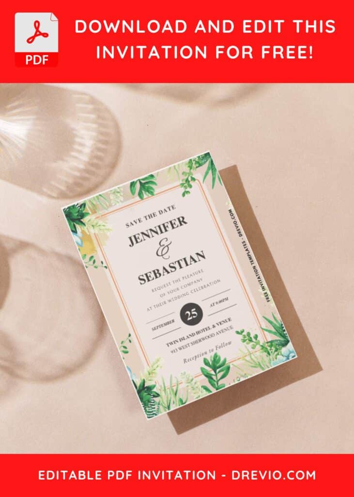 Elegant Nature Greenery Eucalyptus Wedding Invitation Templates