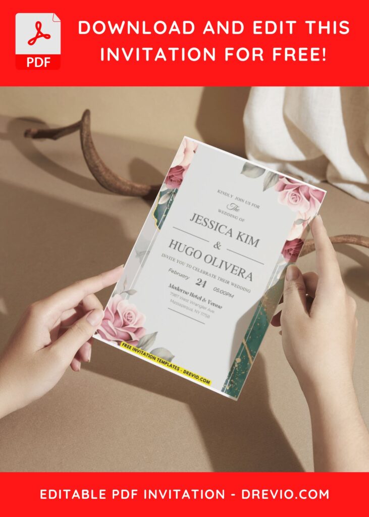 Rose Floral Wedding Invitation