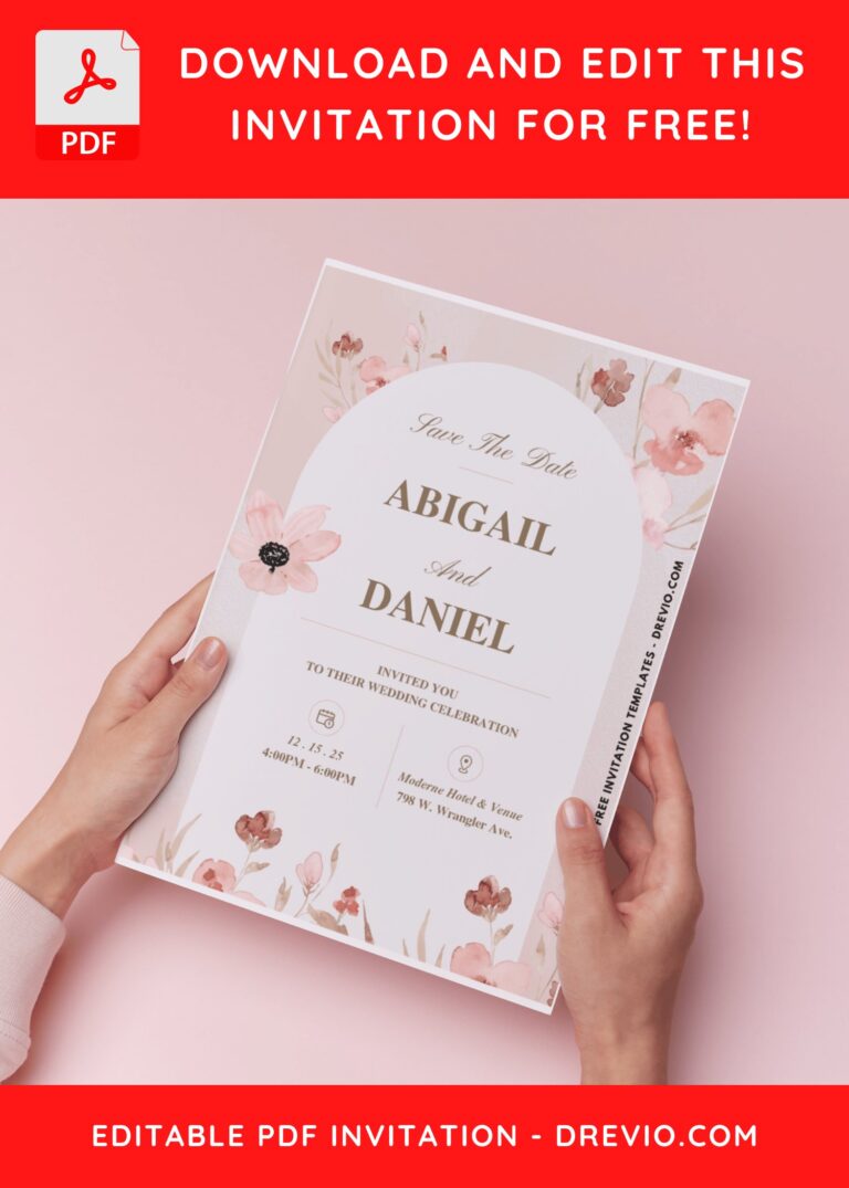 (Easily Edit PDF Invitation) Dreamy Floral Border Wedding Invitation