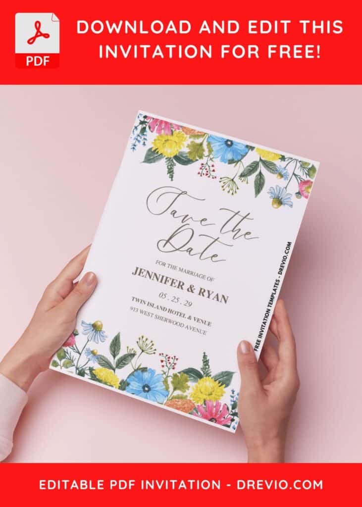 Colorful Spring Garden Wedding Invitation