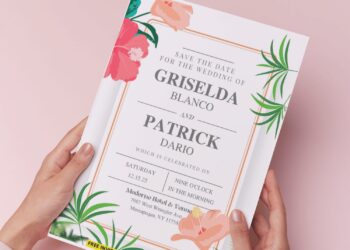 (Easily Edit PDF Invitation) Tropical Summer Wedding Invitation H