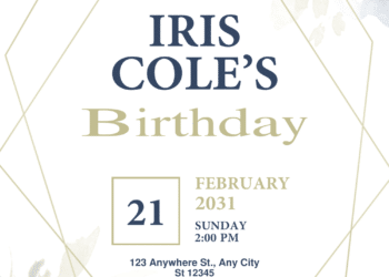 Blue Hand Drawn Flowers Birthday Invitations