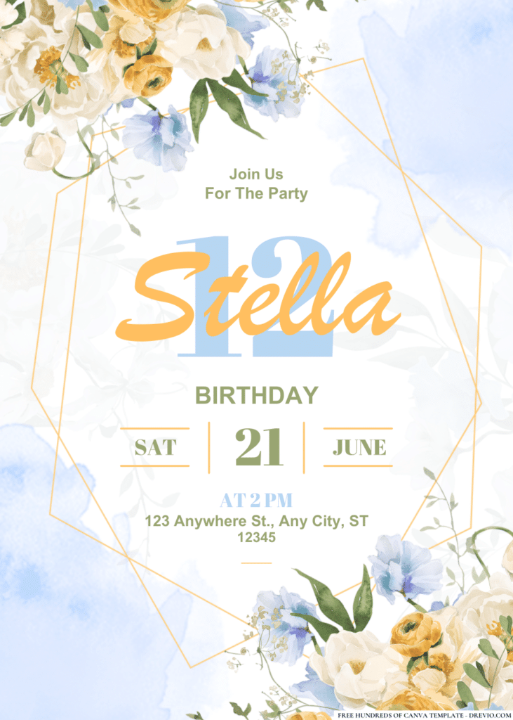 Colorful Flowers Rustic Garden Birthday Invitations