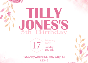 Pink Flower Lace Border Birthday Invitations