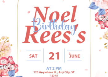 Pink Blue Roses Floral Bouquet Birthday Invitations