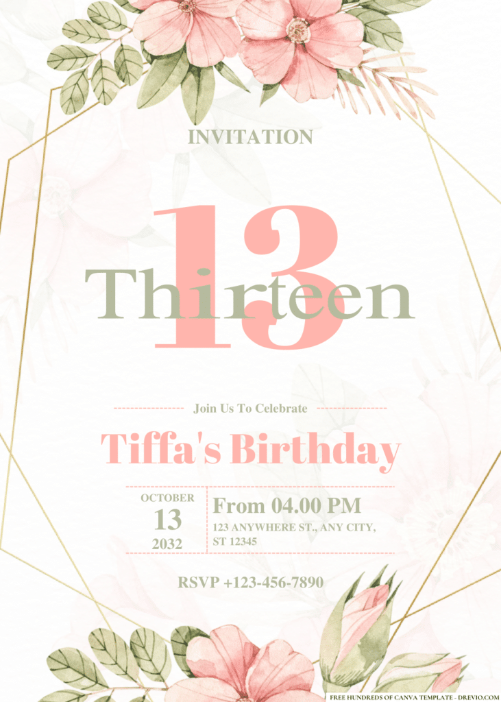 Pink Rose Bloom Floral Birthday Invitations