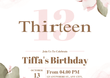 Pink Magnolia Bouquet Birthday Invitations