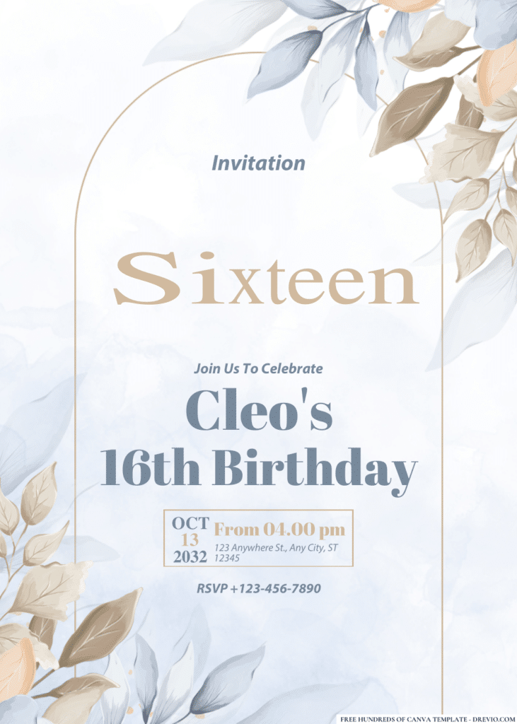 White and Blue Watercolor Birthday Invitations
