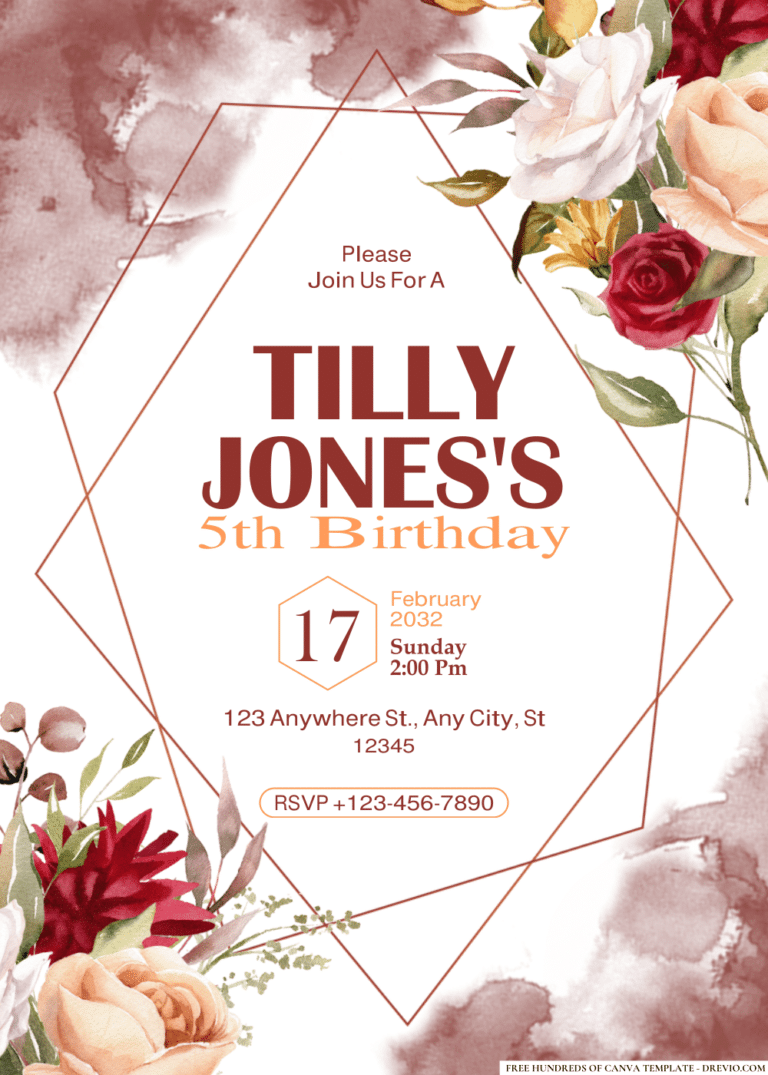 Autumn Corner Floral Birthday Invitations