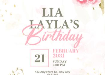 Pink Watercolor Flowers Illustration Birthday Invitations