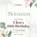 FREE PDF Invitation – Rose Flowers and Berries Birthday Invitations