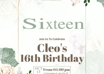 Rose Flowers and Berries Birthday Invitations