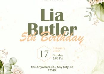 9 FREE PDF Invitation Watercolor delicate green beige floral arrangement Birthday Invitation1 8