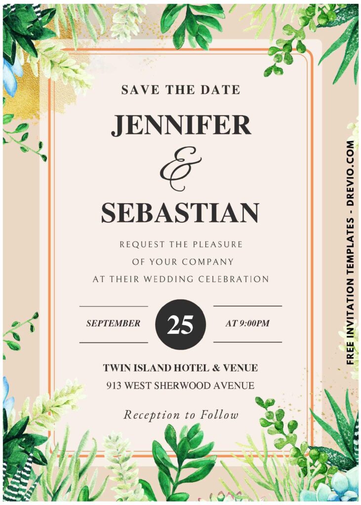 Elegant Nature Dried Greenery Wedding Invitation Templates