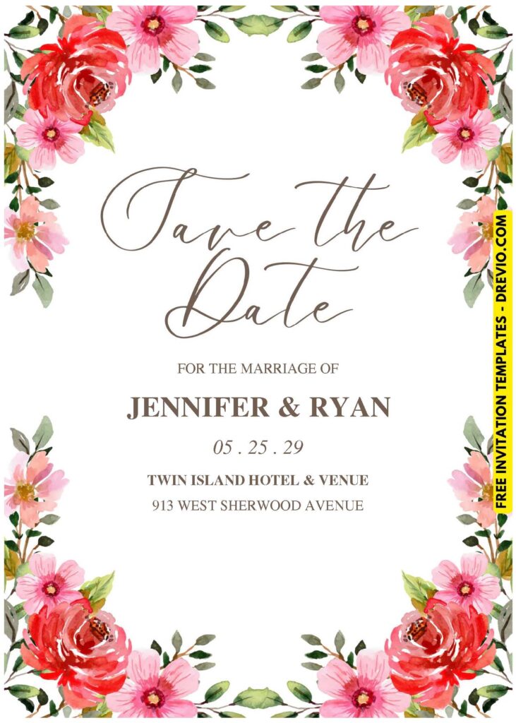 Watercolor Romantic Blush Rose and Peony Wedding Invitation