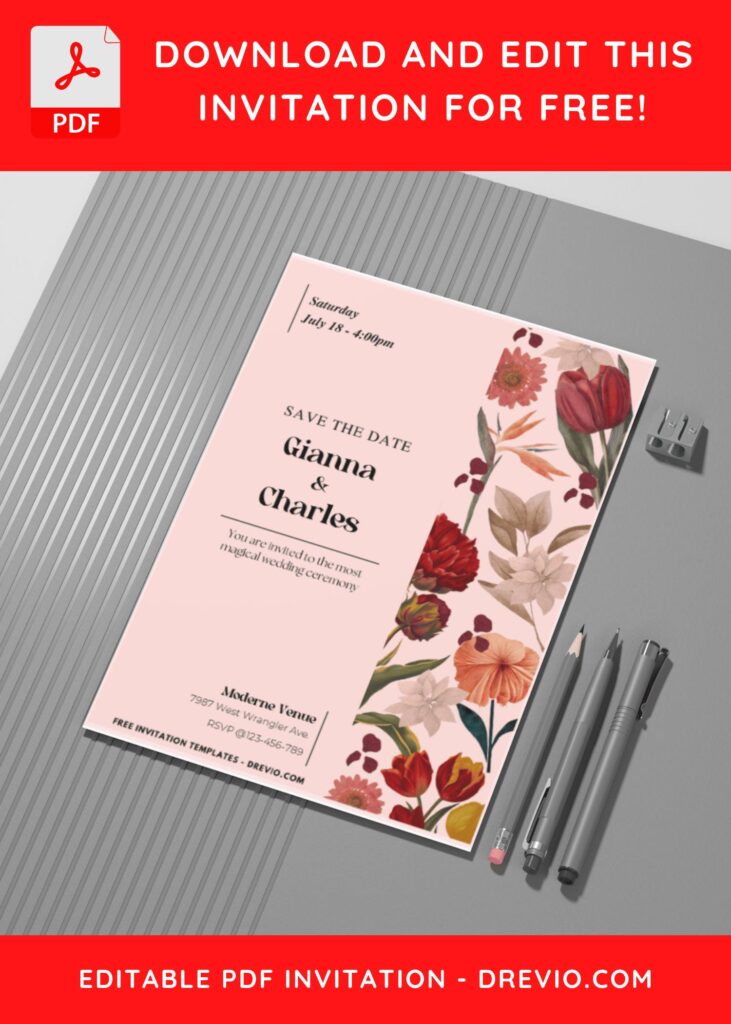 Flower Aesthetic Wedding Invitation