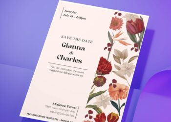 (Easily Edit PDF Invitation) Flower Aesthetic Wedding Invitation