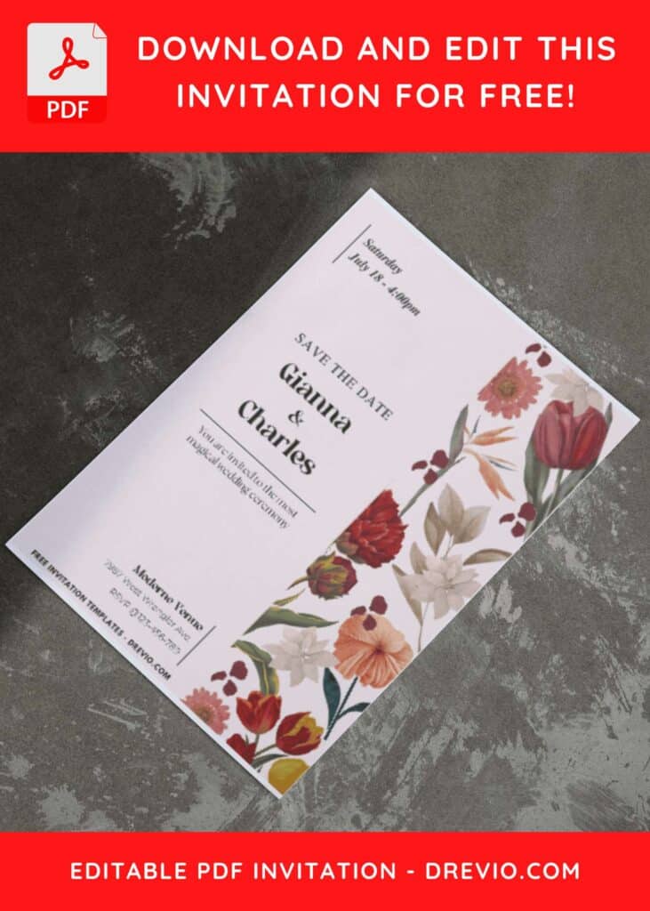 Tulip Flower Aesthetic Wedding Invitation