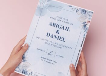 (Easily Edit PDF Invitation) Rustic Blue Floral Wedding Invitation